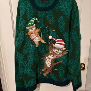 Green Cat Christmas Sweater